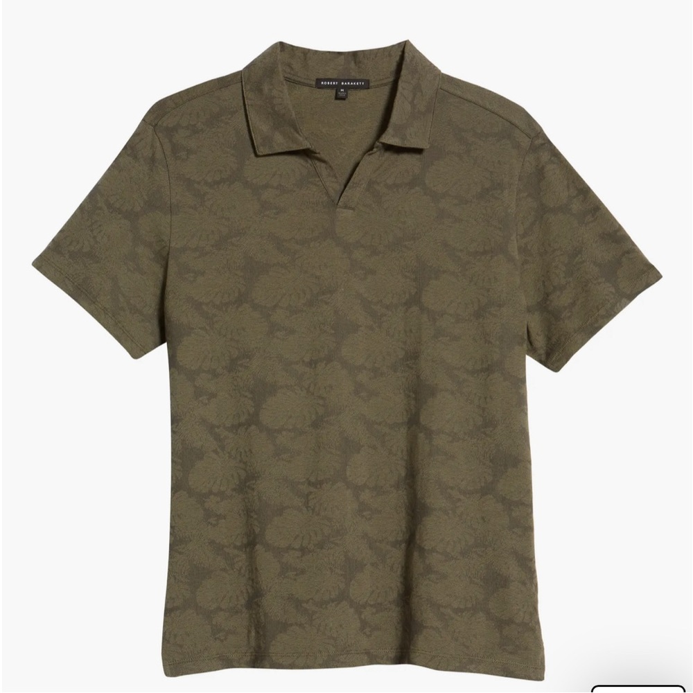 Troy Open Collar Jacqurd Polo Mens fitted XXL